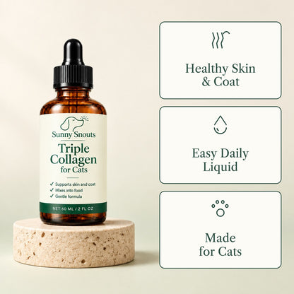 Sunny Snouts Triple Collagen for Cats: healthy skin & coat, easy daily liquid, made for cats
