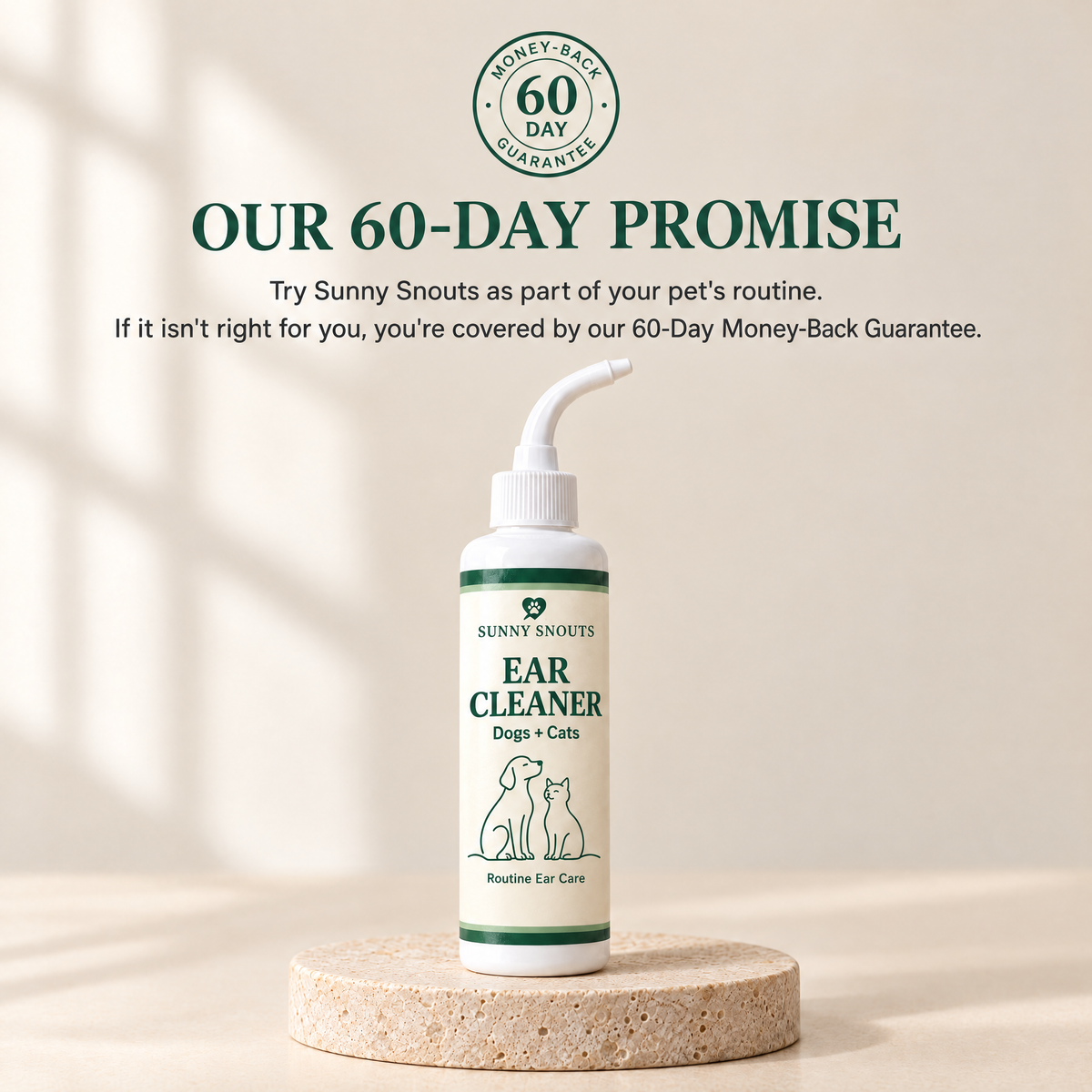 Our 60-day promise — Sunny Snouts money-back guarantee