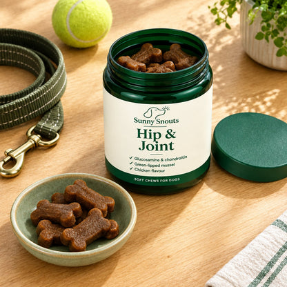 Open jar of Hip & Joint soft chews
