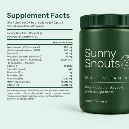 Supplement facts per soft chew